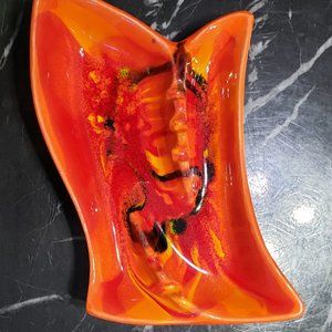 Vintage ..Ceramic Glazed Ashtray 4 1/2 "wide 7" long